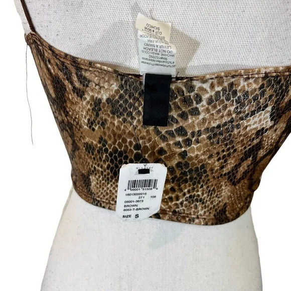 Windsor Snakeskin Cropped Bralette Top Small Sheen Shiny Spaghetti Straps Sexy - Picture 7 of 8